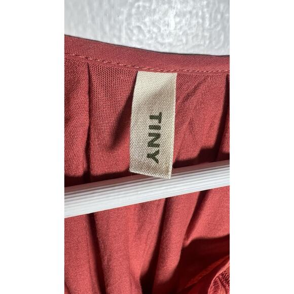 Tiny X Anthropologie Size XS Orange Embroidered Roll Tab Sleeve Henley Top - Picture 5 of 9